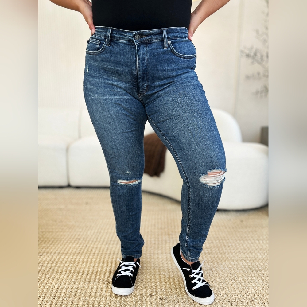 Judy Blue Plus Size Tummy Control Mid Rise Skinny Slim Denim Stretch Jean Pants